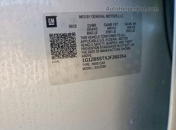 1G1ZB5STXJF260354 2018 CHEVROLET MALIBU Серебряный Вид подкапотного пространства