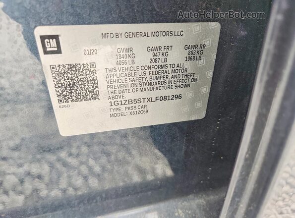 1G1ZB5STXLF081296 2020 CHEVROLET MALIBU Серый Вид подкапотного пространства