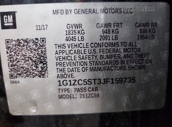 1G1ZC5ST3JF159735 2018 CHEVROLET MALIBU Черный Вид подкапотного пространства