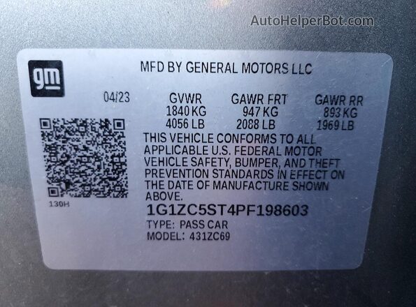 1G1ZC5ST4PF198603 2023 CHEVROLET MALIBU Серебряный Вид подкапотного пространства