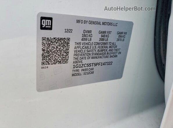 1G1ZC5ST5PF147322 2023 CHEVROLET MALIBU Белый Вид подкапотного пространства