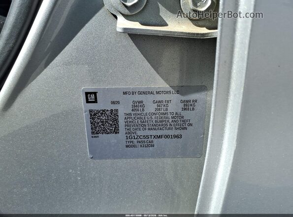 1G1ZC5STXMF001963 2021 CHEVROLET MALIBU Silver Widok komory silnika