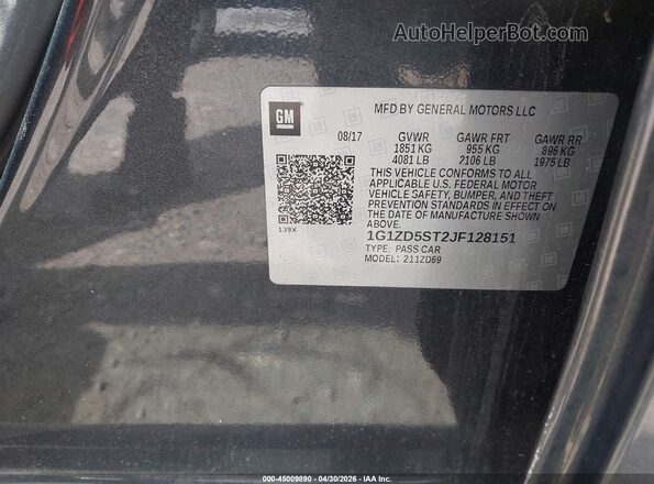 1G1ZD5ST2JF128151 2018 CHEVROLET MALIBU Black Vista del compartimento del motor