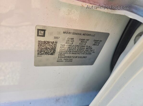 1G1ZD5ST2JF151283 2018 CHEVROLET MALIBU Белый Вид подкапотного пространства