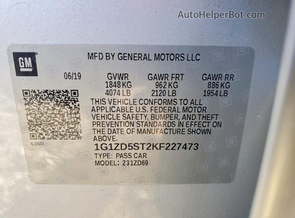 1G1ZD5ST2KF227473 2019 CHEVROLET MALIBU Серебряный Вид подкапотного пространства