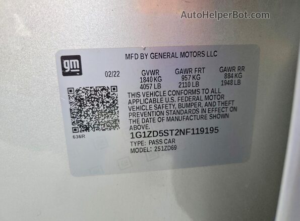 1G1ZD5ST2NF119195 2022 CHEVROLET MALIBU Серебряный Вид подкапотного пространства