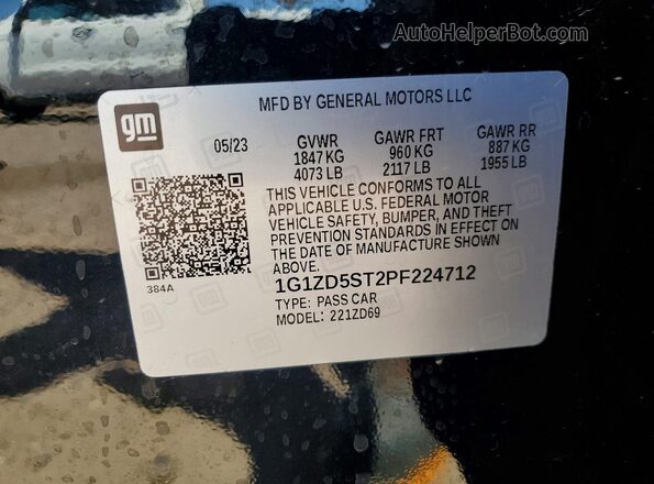 1G1ZD5ST2PF224712 2023 CHEVROLET MALIBU Черный Вид подкапотного пространства