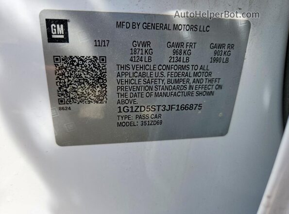 1G1ZD5ST3JF166875 2018 CHEVROLET MALIBU Белый Вид подкапотного пространства