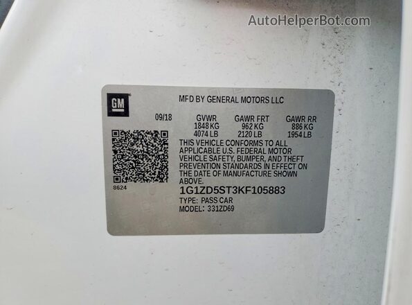 1G1ZD5ST3KF105883 2019 CHEVROLET MALIBU Белый Вид подкапотного пространства