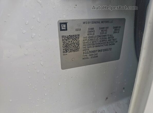 1G1ZD5ST3KF193172 2019 CHEVROLET MALIBU White Widok tylnych siedzeń