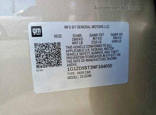 1G1ZD5ST3NF164050 2022 CHEVROLET MALIBU Бежевый Вид подкапотного пространства