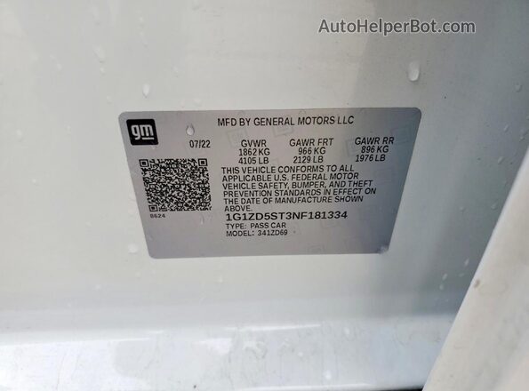 1G1ZD5ST3NF181334 2022 CHEVROLET MALIBU Белый Вид подкапотного пространства