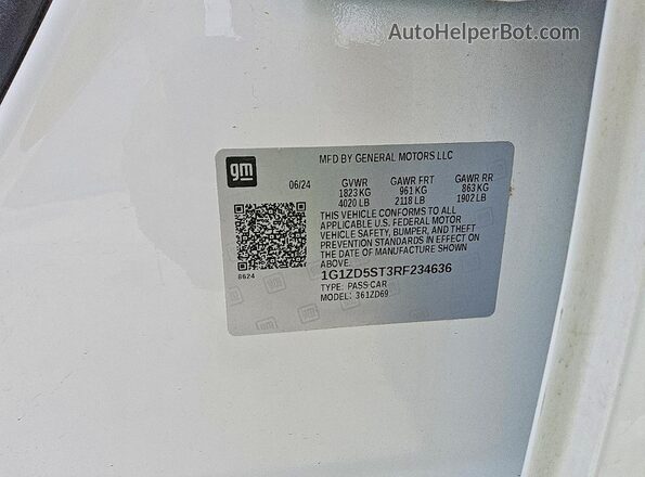 1G1ZD5ST3RF234636 2024 CHEVROLET MALIBU Белый Вид подкапотного пространства