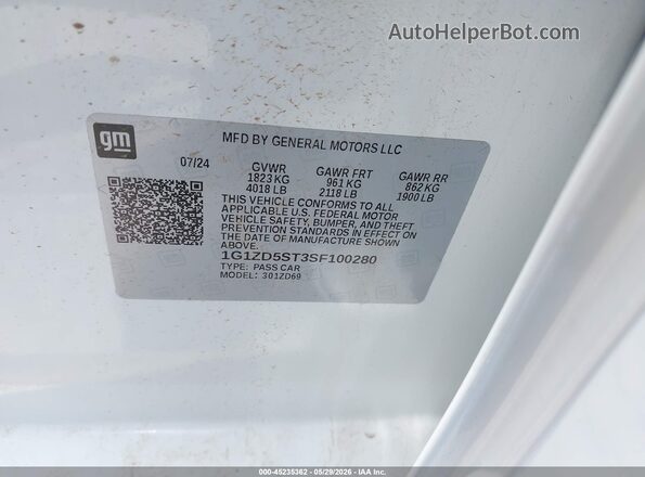 1G1ZD5ST3SF100280 2025 CHEVROLET MALIBU Белый Вид подкапотного пространства