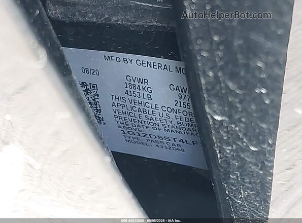 1G1ZD5ST4LF148453 2020 CHEVROLET MALIBU Черный Вид подкапотного пространства