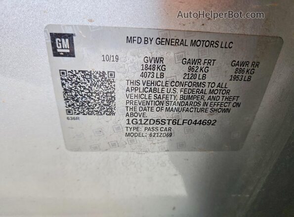 1G1ZD5ST6LF044692 2020 CHEVROLET MALIBU Silver Widok komory silnika