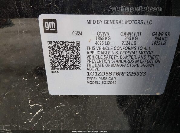 1G1ZD5ST6RF225333 2024 CHEVROLET MALIBU Черный Вид подкапотного пространства
