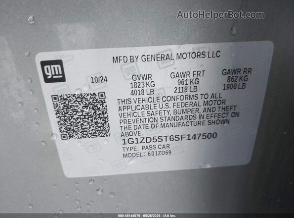 1G1ZD5ST6SF147500 2025 CHEVROLET MALIBU Pewter Widok komory silnika