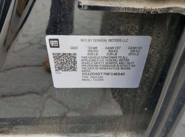 1G1ZD5ST7NF146540 2022 CHEVROLET MALIBU Черный Вид подкапотного пространства