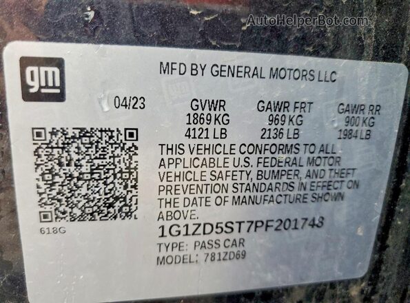 1G1ZD5ST7PF201748 2023 CHEVROLET MALIBU Синий Вид подкапотного пространства