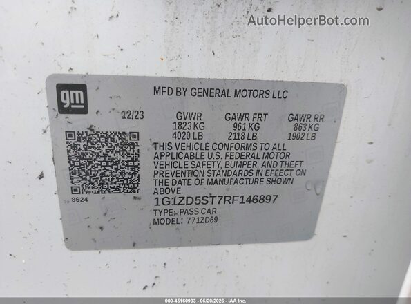 1G1ZD5ST7RF146897 2024 CHEVROLET MALIBU Белый Вид подкапотного пространства
