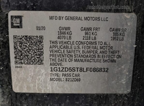 1G1ZD5ST8LF086832 2020 CHEVROLET MALIBU Black Շարժիչի բաժամունքի տեսք