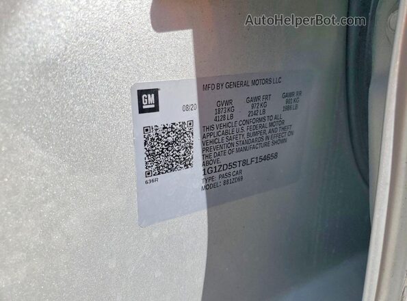 1G1ZD5ST8LF154658 2020 CHEVROLET MALIBU Silver Widok naklejki z numerem VIN
