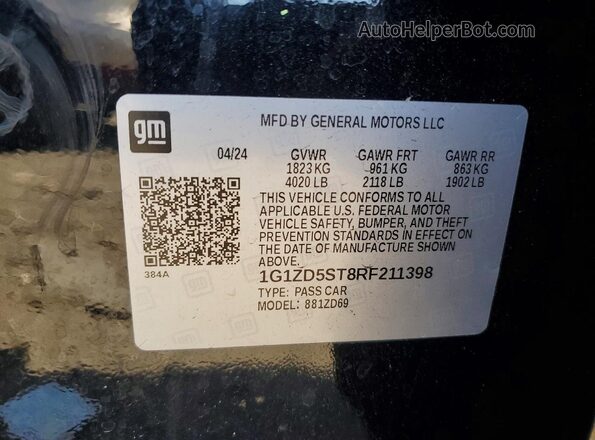 1G1ZD5ST8RF211398 2024 CHEVROLET MALIBU Черный Вид подкапотного пространства