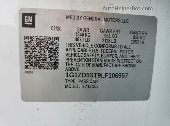 1G1ZD5ST9LF106957 2020 CHEVROLET MALIBU Белый Вид подкапотного пространства