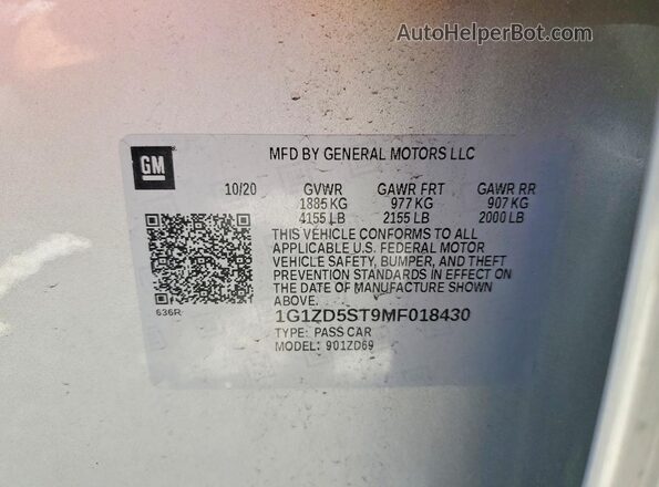 1G1ZD5ST9MF018430 2021 CHEVROLET MALIBU Silver Widok komory silnika