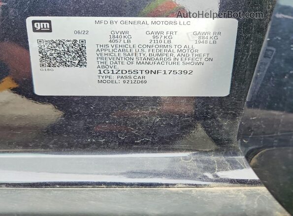 1G1ZD5ST9NF175392 2022 CHEVROLET MALIBU Blue Widok komory silnika