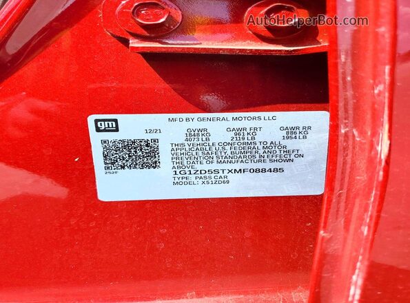 1G1ZD5STXMF088485 2021 CHEVROLET MALIBU Красный Вид подкапотного пространства