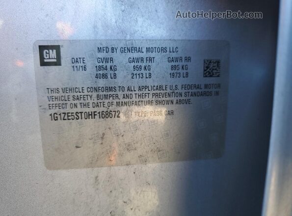 1G1ZE5ST0HF168672 2017 CHEVROLET MALIBU Silver Engine compartment view