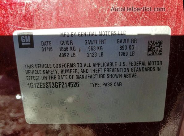 1G1ZE5ST3GF214526 2016 CHEVROLET MALIBU Бордовый Вид подкапотного пространства