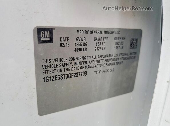 1G1ZE5ST3GF237708 2016 CHEVROLET MALIBU Белый Вид наклейки с VIN-кодом