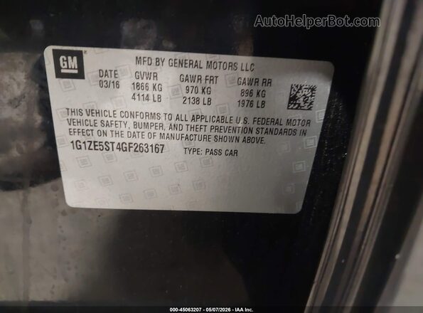 1G1ZE5ST4GF263167 2016 CHEVROLET MALIBU Черный Вид подкапотного пространства