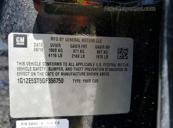 1G1ZE5ST5GF356750 2016 CHEVROLET MALIBU Black Widok komory silnika