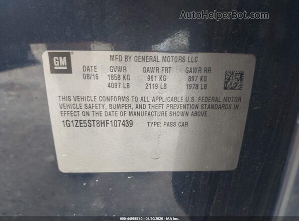 1G1ZE5ST8HF107439 2017 CHEVROLET MALIBU Черный Вид подкапотного пространства