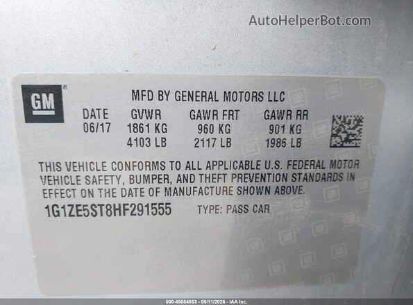 1G1ZE5ST8HF291555 2017 CHEVROLET MALIBU Light Blue Вид подкапотного пространства