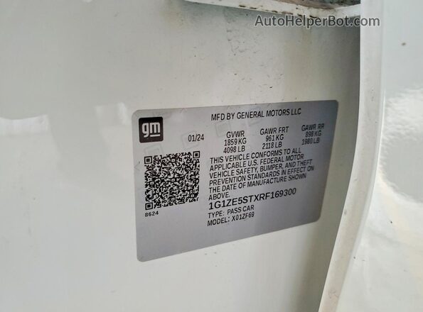 1G1ZE5STXRF169300 2024 CHEVROLET MALIBU White Widok naklejki z numerem VIN