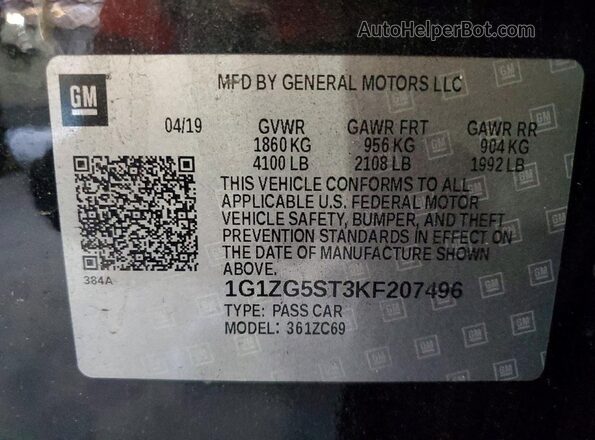 1G1ZG5ST3KF207496 2019 CHEVROLET MALIBU Черный Вид подкапотного пространства