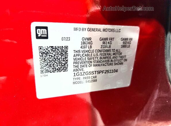 1G1ZG5ST5PF251104 2023 CHEVROLET MALIBU Red Vista del compartimento del motor