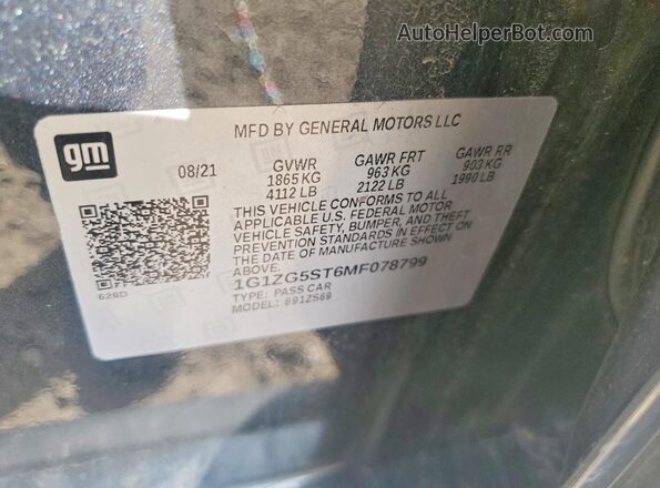 1G1ZG5ST6MF078799 2021 CHEVROLET MALIBU Gray Вид підкапотного простору
