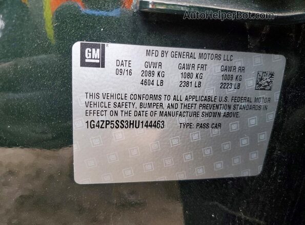 1G4ZP5SS3HU144463 2017 BUICK LACROSSE Green ძრავის განყოფილების ხედი
