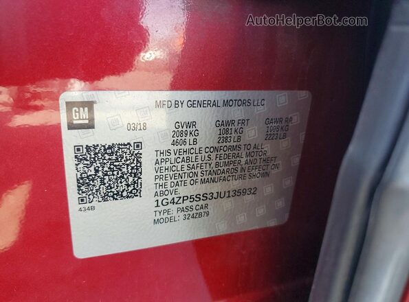 1G4ZP5SS3JU135932 2018 BUICK LACROSSE Красный Вид подкапотного пространства