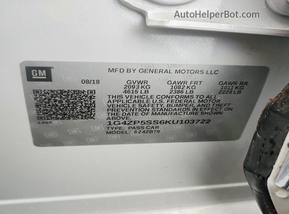 1G4ZP5SS6KU103722 2019 BUICK LACROSSE Белый Вид подкапотного пространства