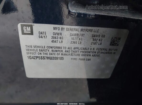 1G4ZP5SS7HU209105 2017 BUICK LACROSSE Синий Вид подкапотного пространства
