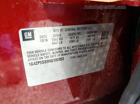 1G4ZP5SS8HU182853 2017 BUICK LACROSSE Maroon Engine compartment view