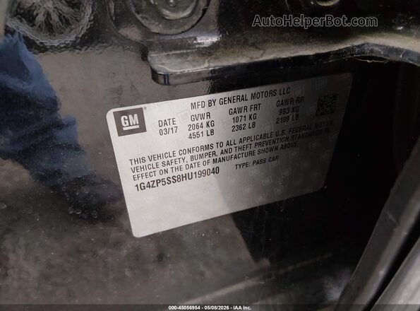 1G4ZP5SS8HU199040 2017 BUICK LACROSSE Black Շարժիչի բաժամունքի տեսք