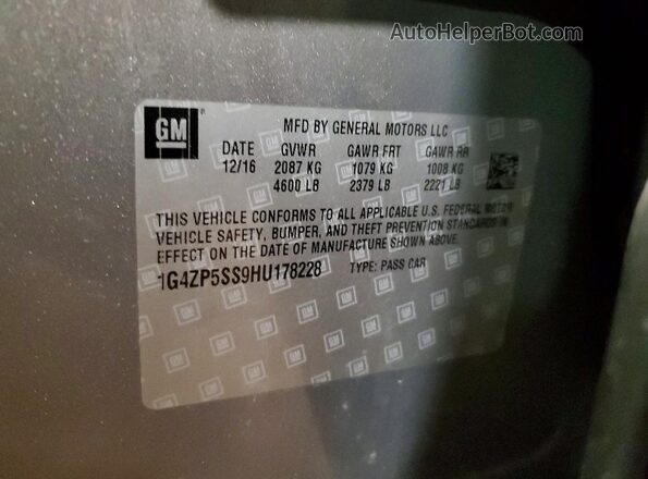 1G4ZP5SS9HU178228 2017 BUICK LACROSSE Gray Вид підкапотного простору